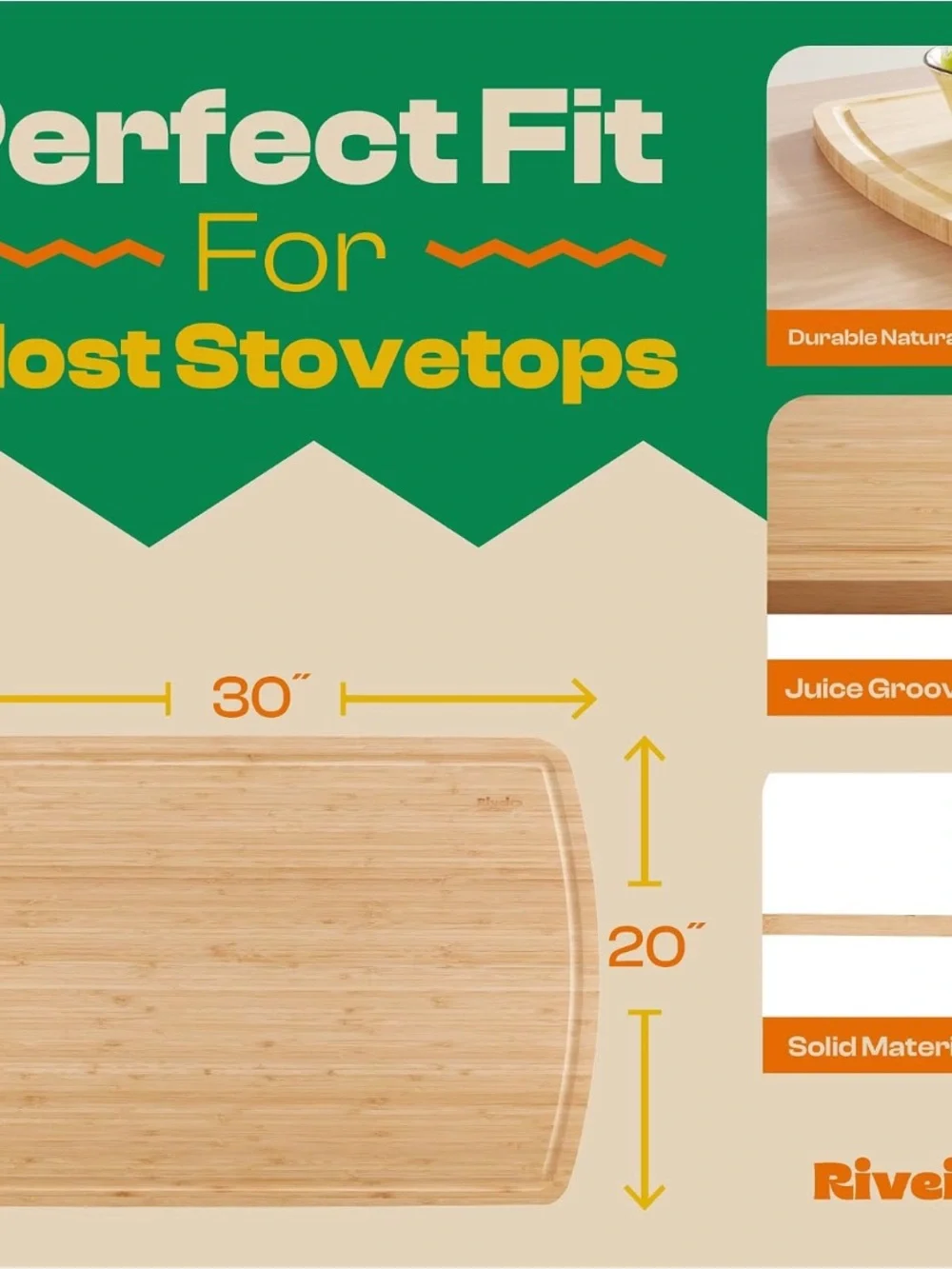 Stove top cover  Bamboo Cutting Board with Juice Groove - Natural Bamboo
